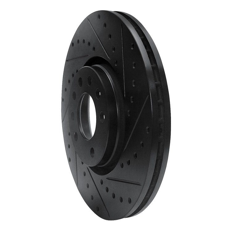 E-Line Drilled & Slotted Black Brake Rotor, 2003-2011 GM, Position: Front Right