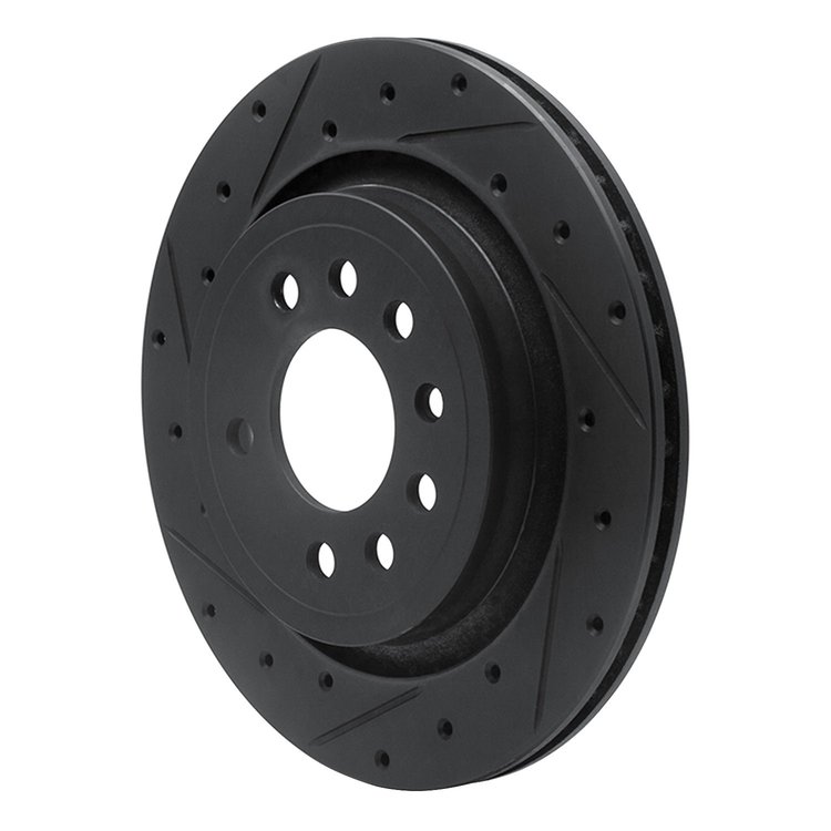 E-Line Drilled & Slotted Black Brake Rotor, 2008-2011 GM, Position: Rear Left