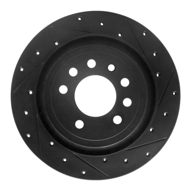 E-Line Drilled & Slotted Black Brake Rotor, 2008-2011 GM, Position: Rear Right