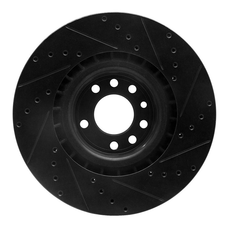 E-Line Drilled & Slotted Black Brake Rotor, 2008-2011 GM, Position: Front Left