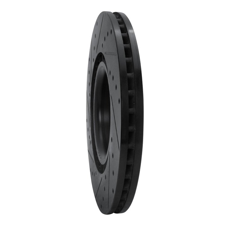 E-Line Drilled & Slotted Black Brake Rotor, 2008-2011 GM, Position: Front Right