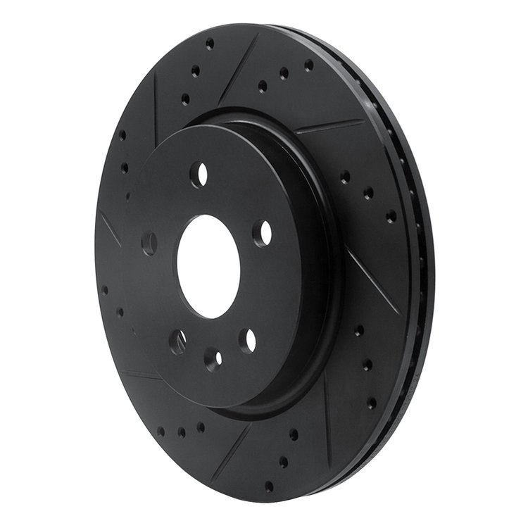 E-Line Drilled & Slotted Black Brake Rotor, Fits Select GM, Position: Rear Left
