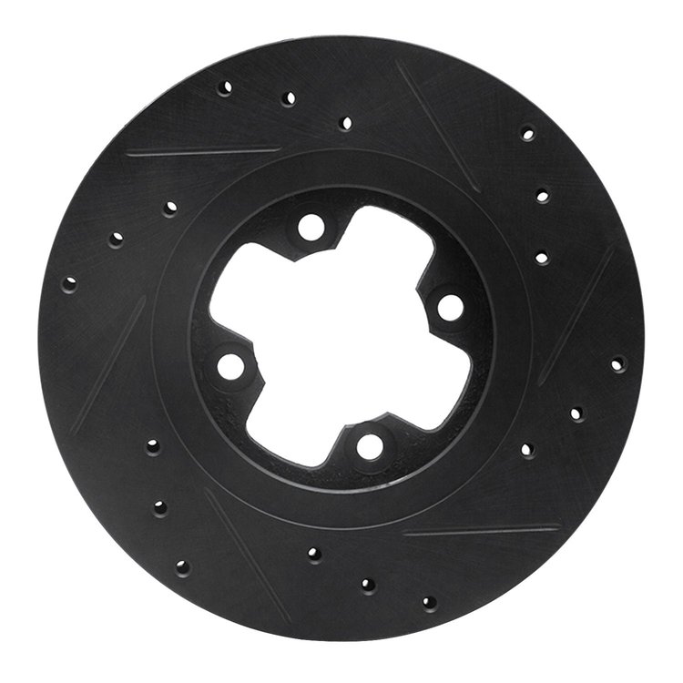 E-Line Drilled & Slotted Black Brake Rotor, 1981-1988 Infiniti/Nissan, Position: Front Left