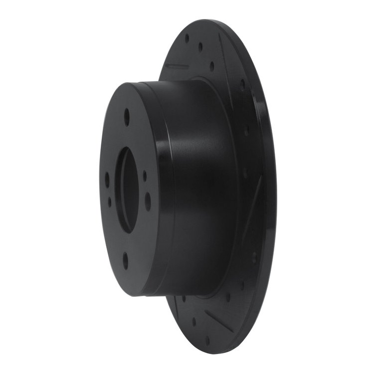 E-Line Drilled & Slotted Black Brake Rotor, 1979-1981 Infiniti/Nissan, Position: Rear Right