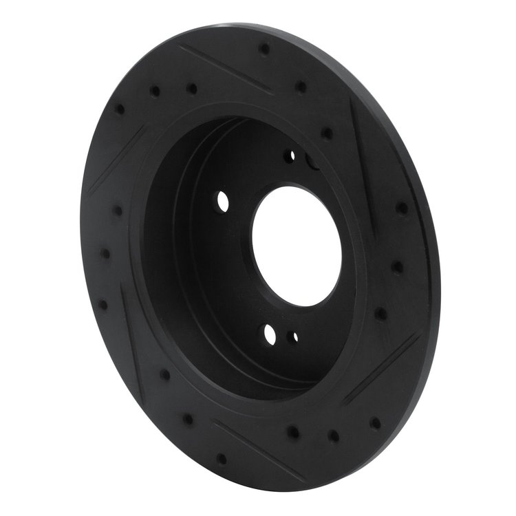 E-Line Drilled & Slotted Black Brake Rotor, 1982-1988 Infiniti/Nissan, Position: Rear Left