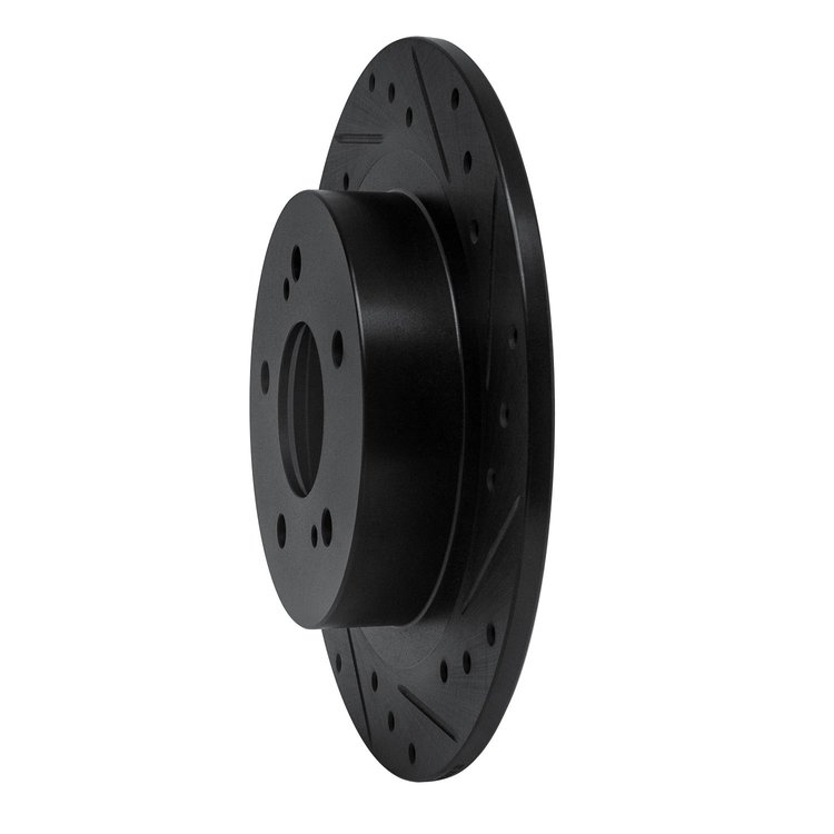 E-Line Drilled & Slotted Black Brake Rotor, 1984-1988 Infiniti/Nissan, Position: Rear Right