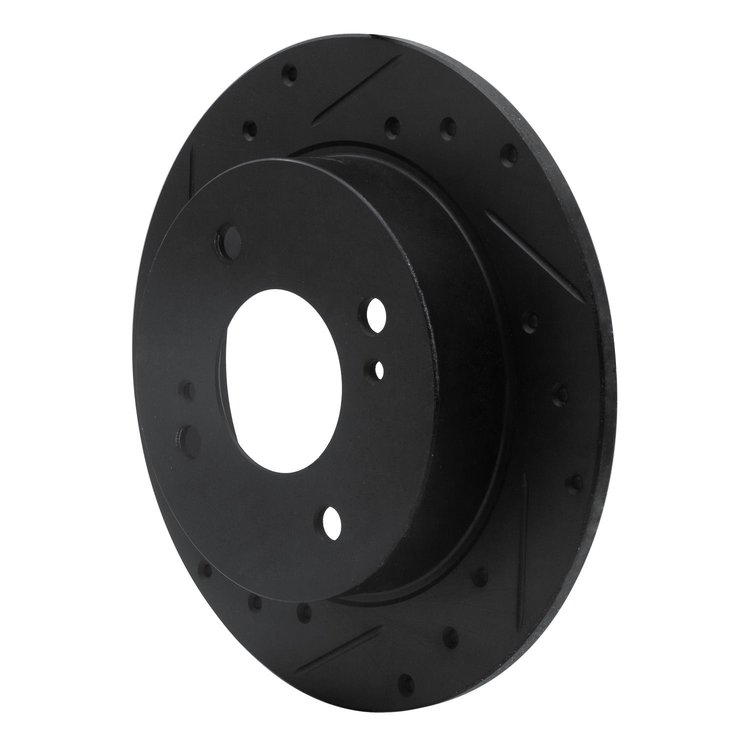E-Line Drilled & Slotted Black Brake Rotor, 1989-1998 Infiniti/Nissan, Position: Rear Left
