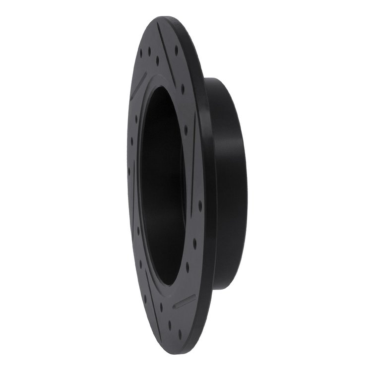 E-Line Drilled & Slotted Black Brake Rotor, 1989-1993 Infiniti/Nissan, Position: Rear Left