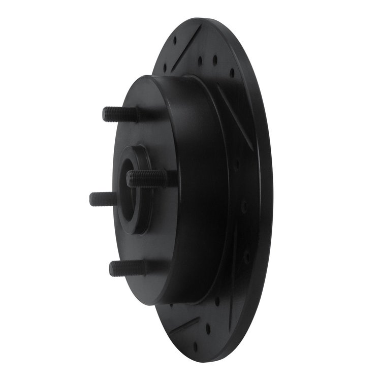 E-Line Drilled & Slotted Black Brake Rotor, 1988-1988 Infiniti/Nissan, Position: Rear Right