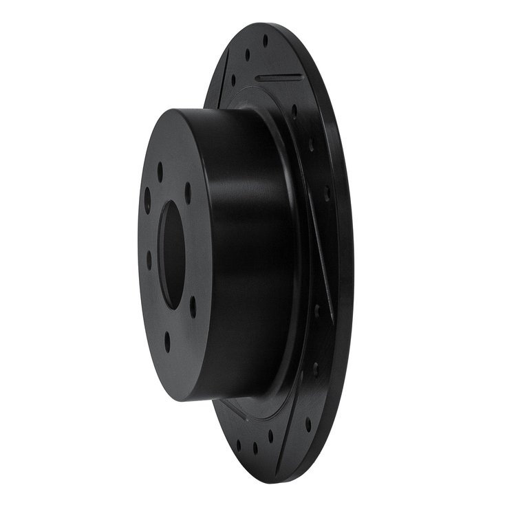 E-Line Drilled & Slotted Black Brake Rotor, Fits Select Fits Multiple Makes/Models, Position: Rear Left