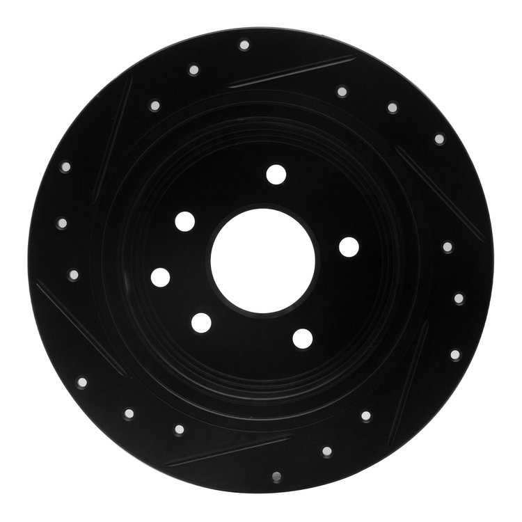 E-Line Drilled & Slotted Black Brake Rotor, Fits Select Fits Multiple Makes/Models, Position: Rear Right