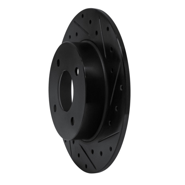 E-Line Drilled & Slotted Black Brake Rotor, 2004-2006 Infiniti/Nissan, Position: Rear Right