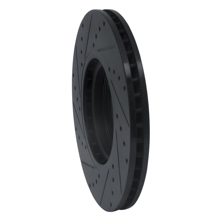 E-Line Drilled & Slotted Black Brake Rotor, 2007-2017 Fits Multiple Makes/Models, Position: Front Right