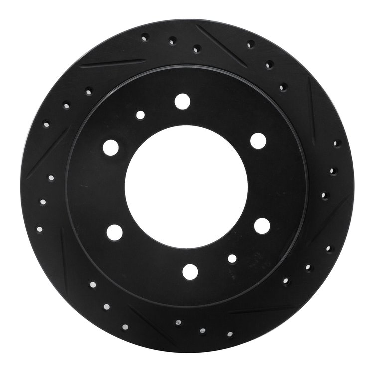 E-Line Drilled & Slotted Black Brake Rotor, 1988-1995 Infiniti/Nissan, Position: Rear Right