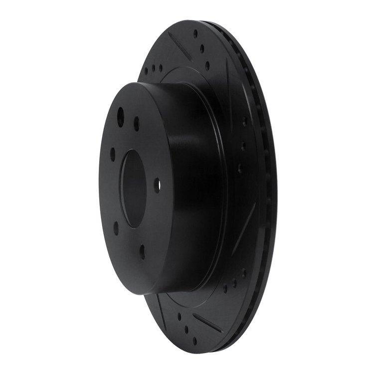 E-Line Drilled & Slotted Black Brake Rotor, Fits Select Fits Multiple Makes/Models, Position: Rear Right