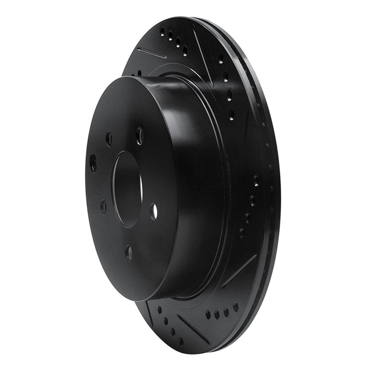 E-Line Drilled & Slotted Black Brake Rotor, Fits Select Infiniti/Nissan, Position: Rear Right