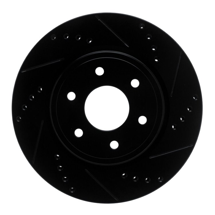 E-Line Drilled & Slotted Black Brake Rotor, Fits Select Fits Multiple Makes/Models, Position: Front Right