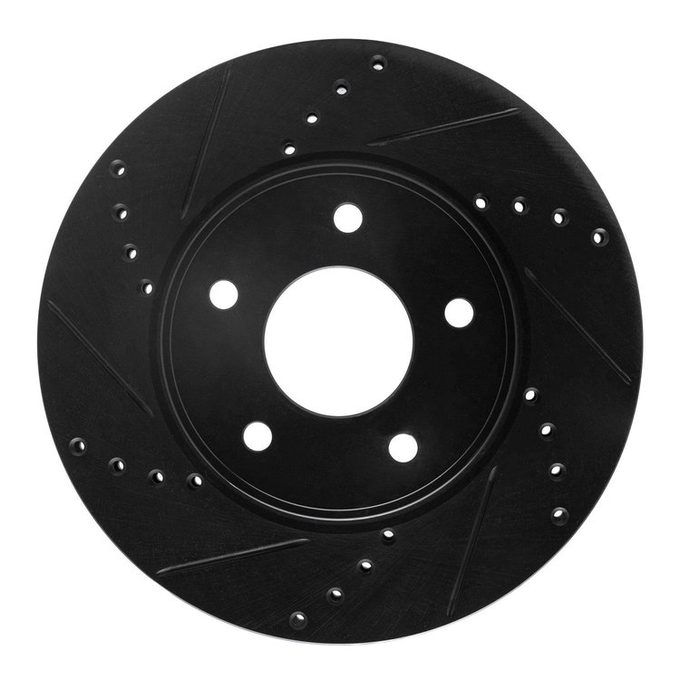 E-Line Drilled & Slotted Black Brake Rotor, Fits Select Fits Multiple Makes/Models, Position: Front Left