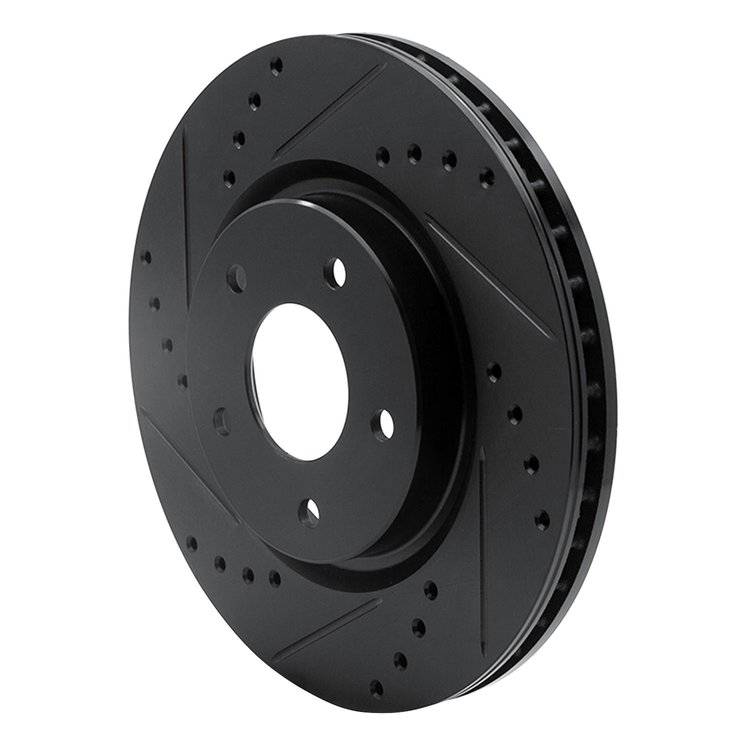 E-Line Drilled & Slotted Black Brake Rotor, Fits Select Fits Multiple Makes/Models, Position: Front Left