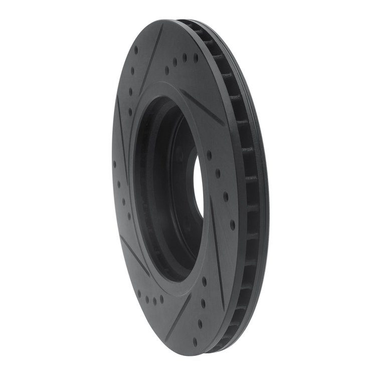 E-Line Drilled & Slotted Black Brake Rotor, Fits Select Fits Multiple Makes/Models, Position: Front Right