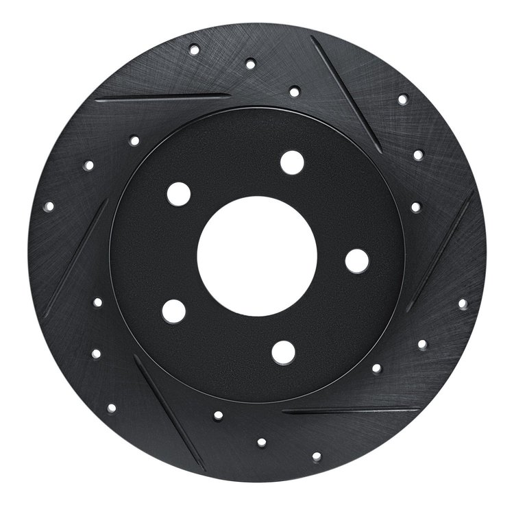 E-Line Drilled & Slotted Black Brake Rotor, Fits Select Infiniti/Nissan, Position: Rear Right