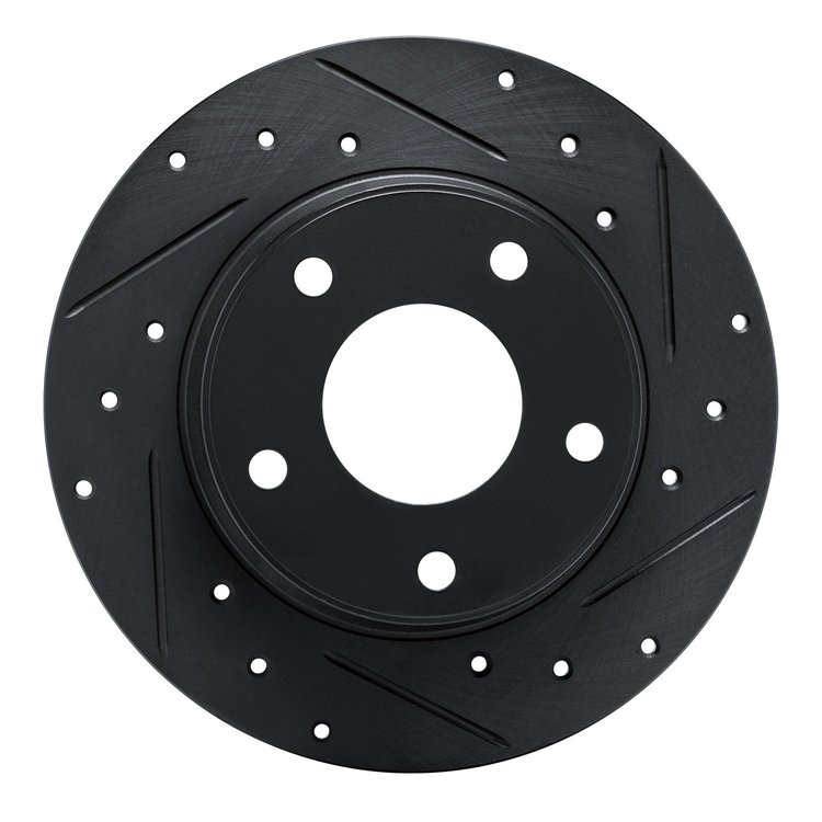 E-Line Drilled & Slotted Black Brake Rotor, Fits Select Infiniti/Nissan, Position: Rear Right