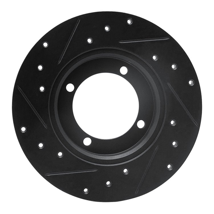 E-Line Drilled & Slotted Black Brake Rotor, 1985-1991 Fits Multiple Makes/Models, Position: Front Right