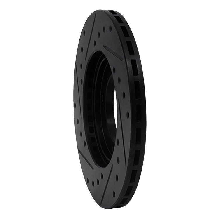 E-Line Drilled & Slotted Black Brake Rotor, 1983-1991 Fits Multiple Makes/Models, Position: Front Right