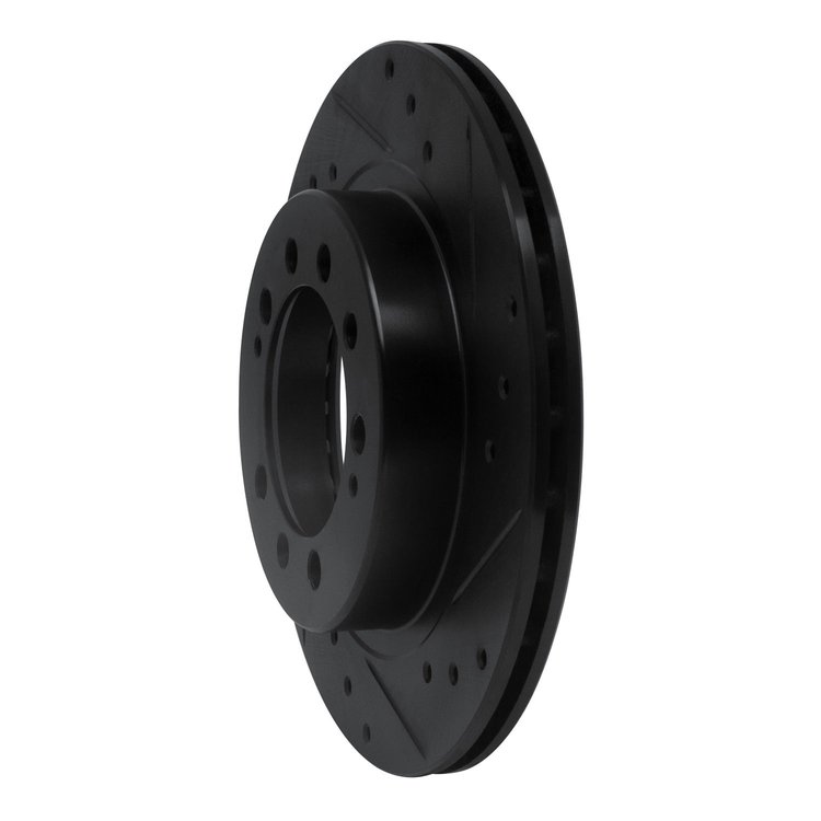 E-Line Drilled & Slotted Black Brake Rotor, 1983-1989 Fits Multiple Makes/Models, Position: Rear Right