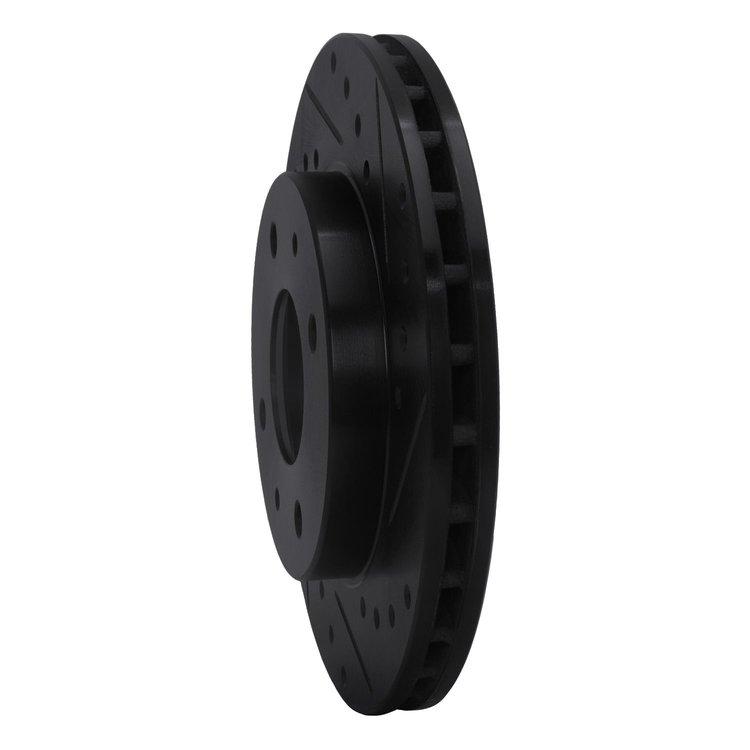 E-Line Drilled & Slotted Black Brake Rotor, 1985-1991 Fits Multiple Makes/Models, Position: Front Right