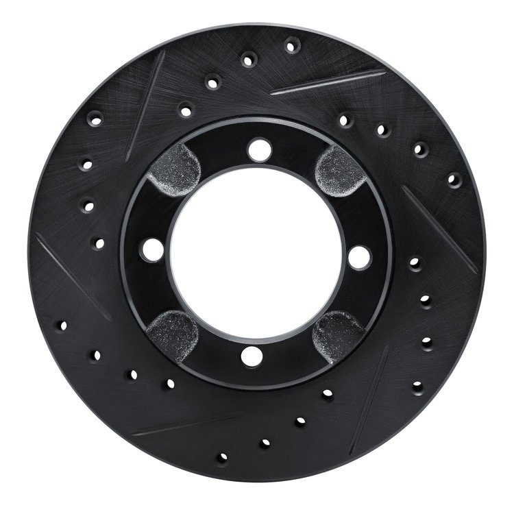 E-Line Drilled & Slotted Black Brake Rotor, 1991-1992 Fits Multiple Makes/Models, Position: Front Left