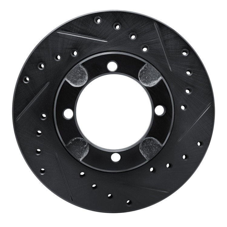 E-Line Drilled & Slotted Black Brake Rotor, 1991-1992 Fits Multiple Makes/Models, Position: Front Right