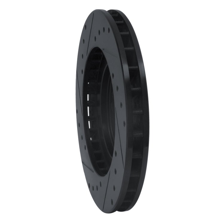 E-Line Drilled & Slotted Black Brake Rotor, 1991-1993 Fits Multiple Makes/Models, Position: Front Right