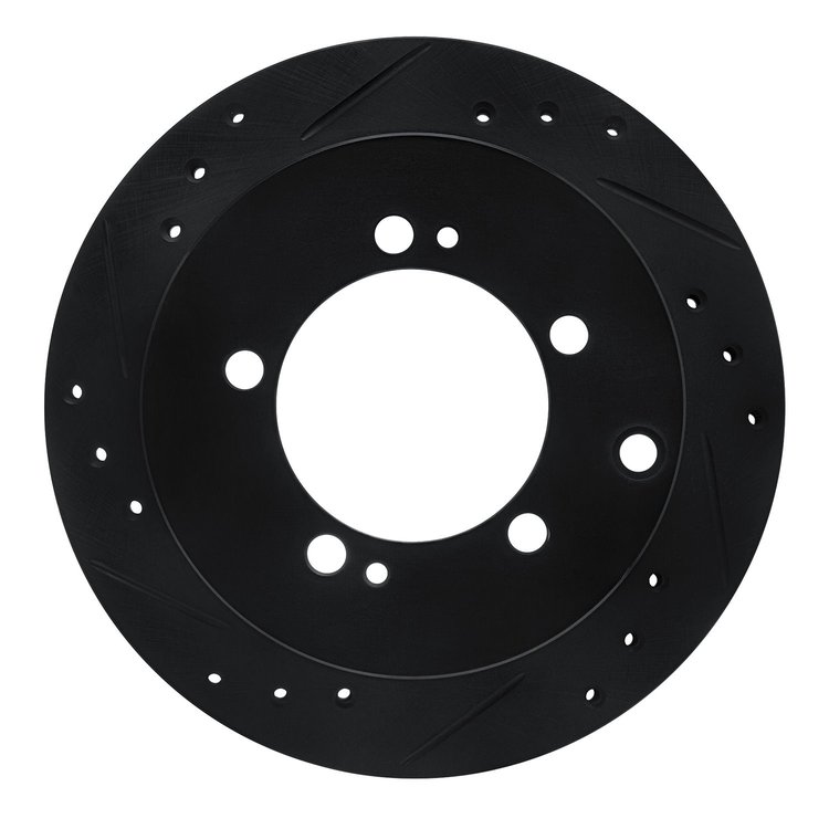 E-Line Drilled & Slotted Black Brake Rotor, 1991-1999 Fits Multiple Makes/Models, Position: Rear Left