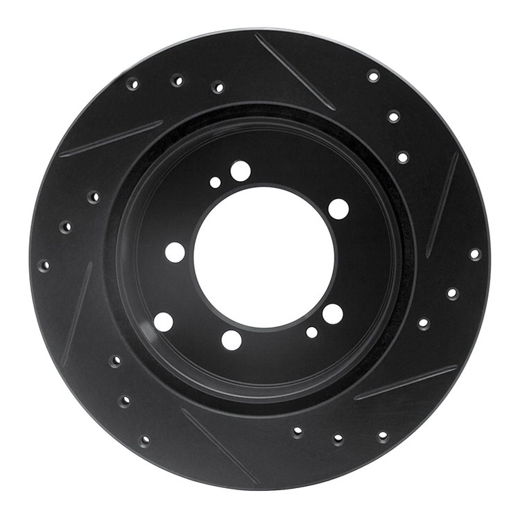 E-Line Drilled & Slotted Black Brake Rotor, 1991-1993 Fits Multiple Makes/Models, Position: Rear Left