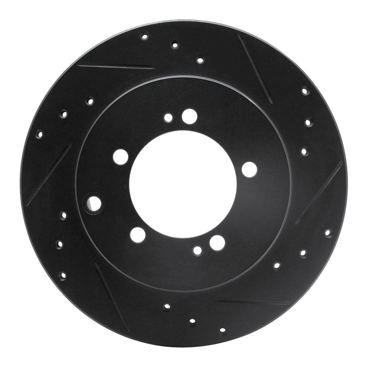 E-Line Drilled & Slotted Black Brake Rotor, 1991-1993 Fits Multiple Makes/Models, Position: Rear Right