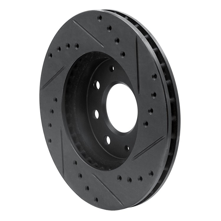 E-Line Drilled & Slotted Black Brake Rotor, 1990-1993 Mitsubishi, Position: Front Left