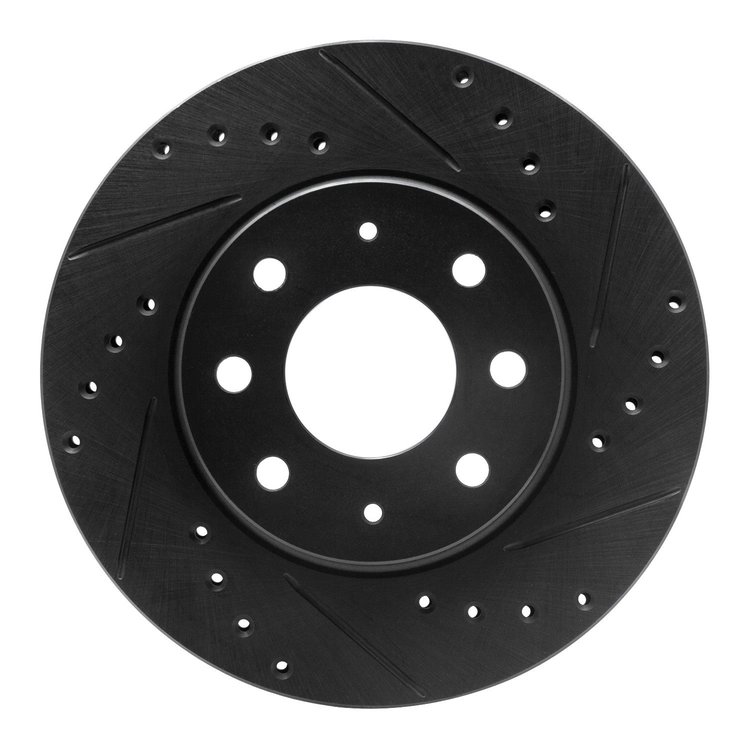 E-Line Drilled & Slotted Black Brake Rotor, 1990-1993 Mitsubishi, Position: Front Right
