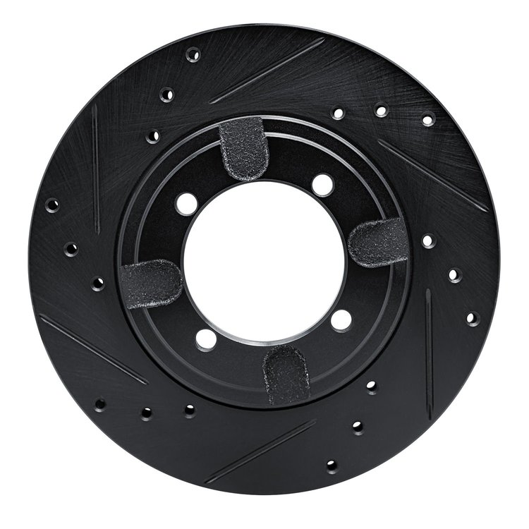 E-Line Drilled & Slotted Black Brake Rotor, 1991-1992 Mitsubishi, Position: Front Left