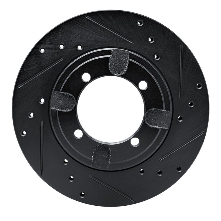 E-Line Drilled & Slotted Black Brake Rotor, 1991-1992 Mitsubishi, Position: Front Right