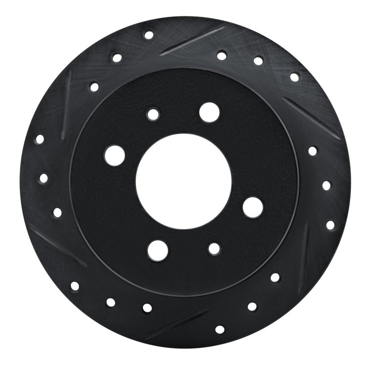 E-Line Drilled & Slotted Black Brake Rotor, 1992-1996 Fits Multiple Makes/Models, Position: Rear Left