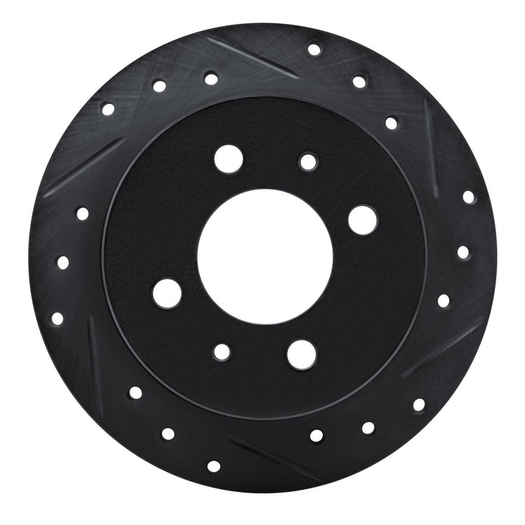 E-Line Drilled & Slotted Black Brake Rotor, 1992-1996 Fits Multiple Makes/Models, Position: Rear Right