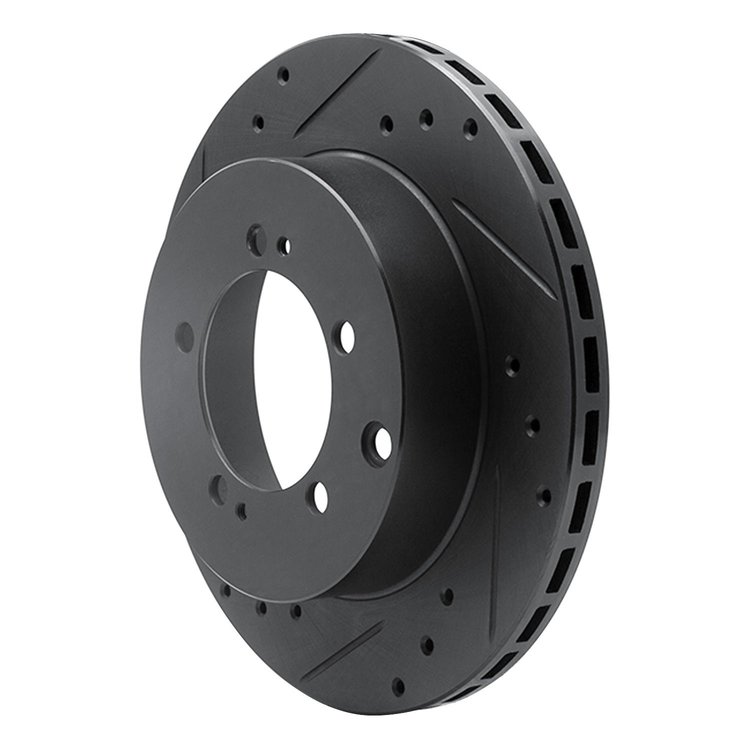 E-Line Drilled & Slotted Black Brake Rotor, 1994-1995 Fits Multiple Makes/Models, Position: Rear Left