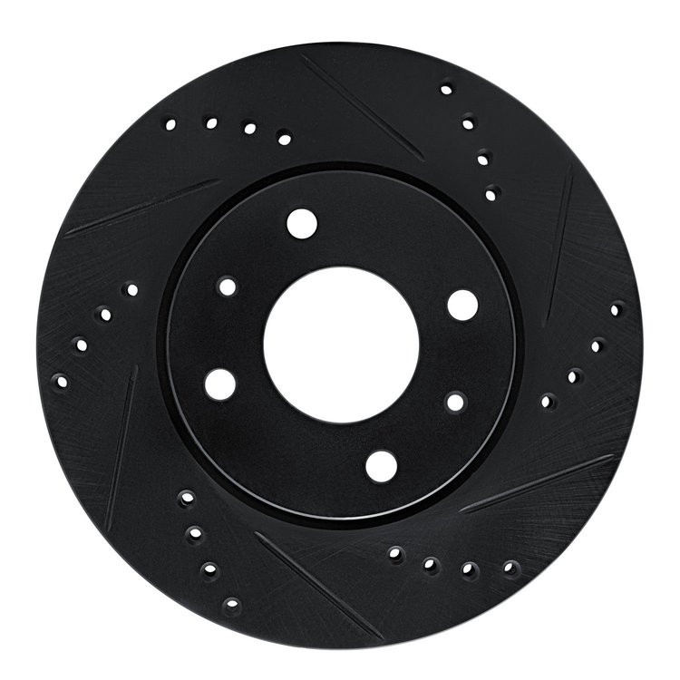 E-Line Drilled & Slotted Black Brake Rotor, 2004-2004 Mitsubishi, Position: Front Right