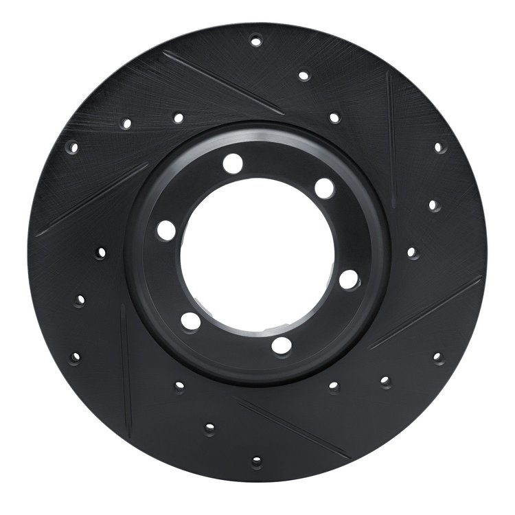 E-Line Drilled & Slotted Black Brake Rotor, 1979-1986 Fits Multiple Makes/Models, Position: Front Right
