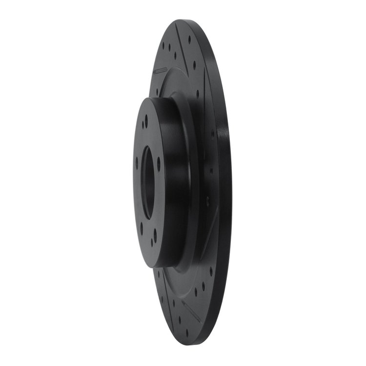E-Line Drilled & Slotted Black Brake Rotor, Fits Select Mitsubishi, Position: Rear Right