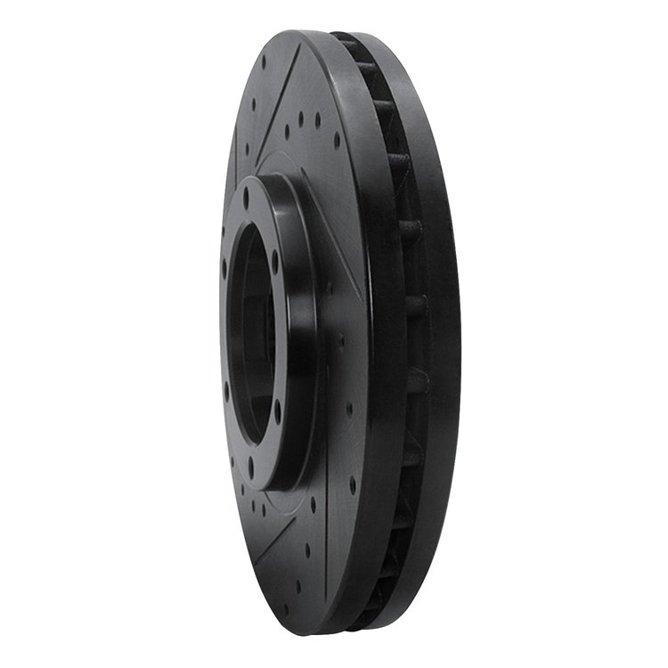 E-Line Drilled & Slotted Black Brake Rotor, 2005-2020 Fits Multiple Makes/Models, Position: Front Left