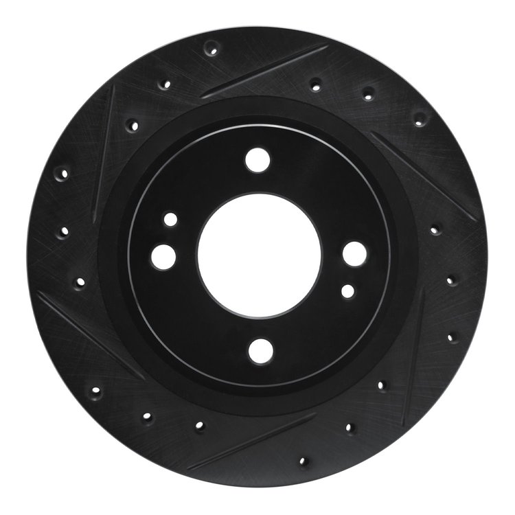 E-Line Drilled & Slotted Black Brake Rotor, Fits Select Fits Multiple Makes/Models, Position: Front Left