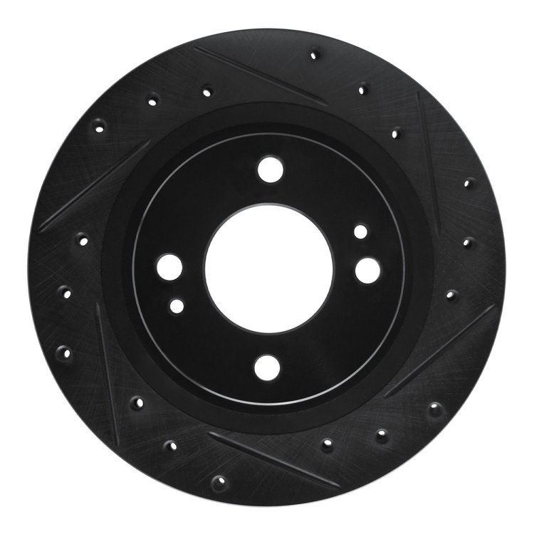 E-Line Drilled & Slotted Black Brake Rotor, Fits Select Fits Multiple Makes/Models, Position: Front Right