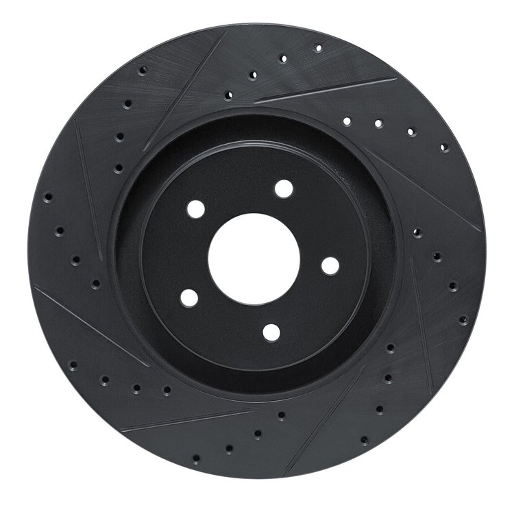 E-Line Drilled & Slotted Black Brake Rotor, Fits Select Fits Multiple Makes/Models, Position: Front Left